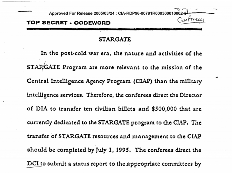 STARGATE HANDED TO THE CIA